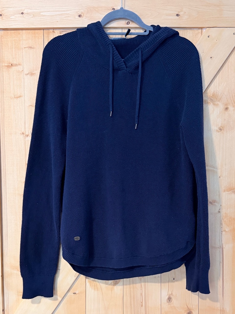 Lauren Ralph Lauren Navy Blue Waffle Knit Hooded Sweater Sz M